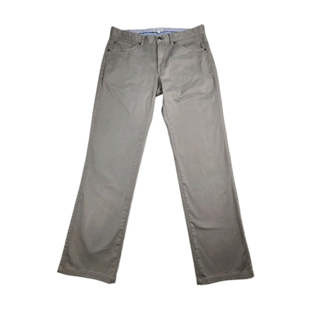 Peter Millar Chino Pants Gray Mens 33x30 Classic Flat Front Mid-Rise Straight